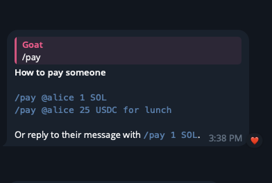 Paying someone with /pay in GOAT